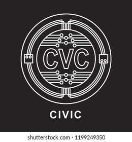 civic coin Cryptocurrency  icon with black background