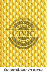 Civic gold badge. Scales pattern. Vector Illustration. Detailed. 