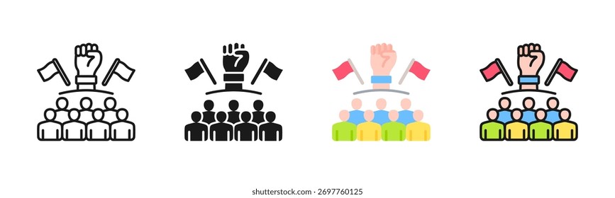 Paquete de iconos de levantamiento cívico en múltiples estilos