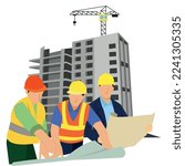 civil architect engineer studying building plans and working engineering and architecture concept