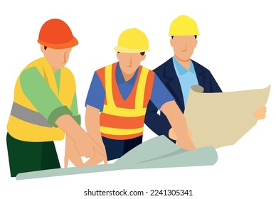 civil architect engineer studying building plans and working engineering and architecture concept