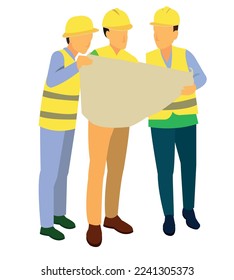 Ingenieur für Bauingenieurbauingenieur studiert Baupläne und Bauingenieur- und Architekturkonzept