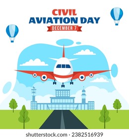 Civil Aviation Day Social Media Illustration Flat Cartoon Hand Drawn Templates Background