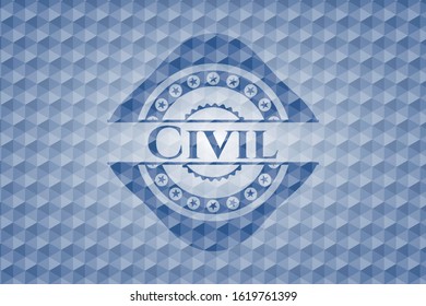 Civil blue badge with geometric pattern. Vector Illustration. Detailed.