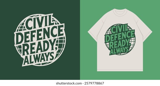 Civil defence ready always, world civil defence day t-shirt design