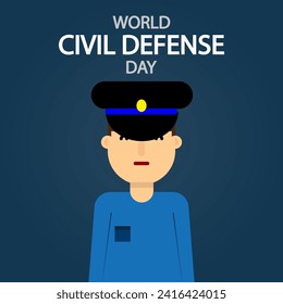 Civil Defense World Day police, vector art illustration.