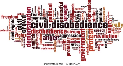 Civil Disobedience Word Cloud Concept. Collage Made Of Words About Civil Disobedience. Vector Illustration 