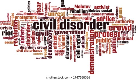 Civil Disorder Word Cloud Concept. Collage Made Of Words About Civil Disorder. Vector Illustration