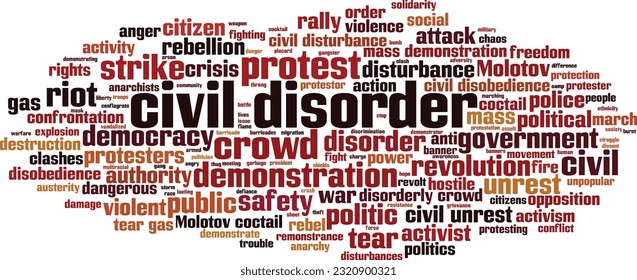 Civil disorder word cloud concept. Collage made of words about civil disorder. Vector illustration