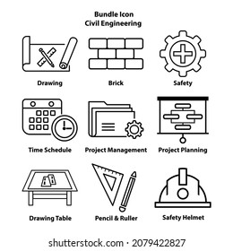 Civil Enfineering bundle Icon, Flat Icon, Logo Illustration Vector, Icon, Suitable for Web Design, Logo, App.