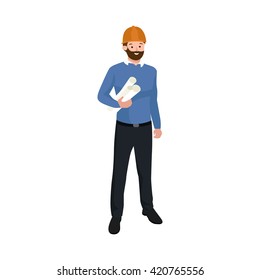 Civil engineer, architect or construction worker man vector illustration