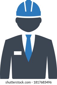 Civil engineer Avatar Concept vector Icon Design, Site Inspector illustartion, Project Manager with Hard Helmet Character, construction and manufacturing Symbol on White background