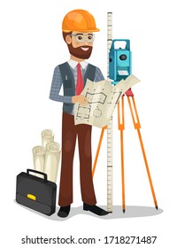 Civil engineer character isolated vector illustration.