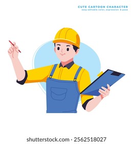 civil engineer director cute cartoon character