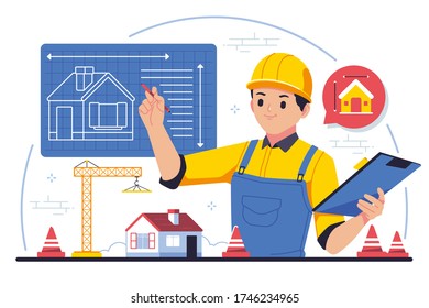 civil engineer flat design illustration