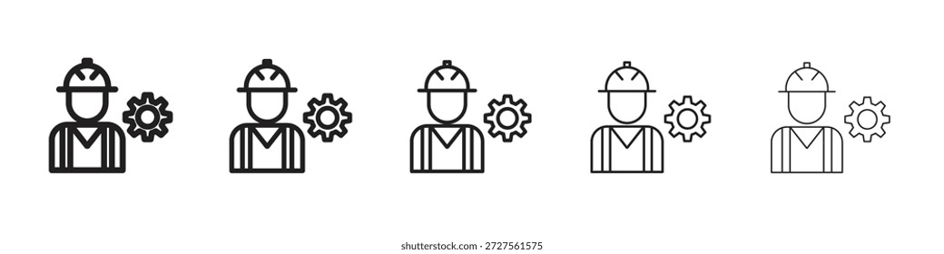 Diseño de icono de ingeniero civil en estilo de trazo editable delgado para trabajo gráfico