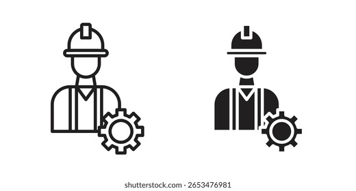 Civil Engineer icon, outline vector sign, linear and solid style pictogram isolated on white.