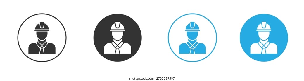 Civil Engineer icon set. Black solid flat doodle graphic design set