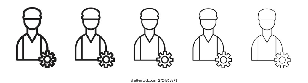Icono de Ingeniero Civil. Estilo de contorno simple. Elementos gráficos.