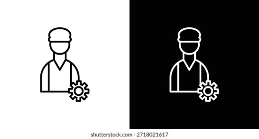Ícone do Engenheiro Civil em estilo de linha de traçado moderno. Conjunto do vetor de ícone do Website.