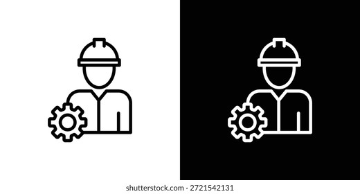 Icono de ingeniero civil en estilo lineal delgado de trazo de moda.