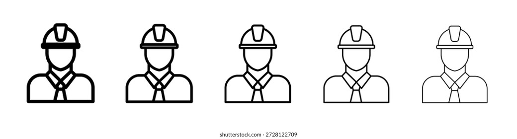 Vector de icono de ingeniero civil en pictograma lineal de trazo editable