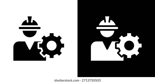 Ícone Engenheiro Civil. Ilustração vetorial. Silhueta em preto