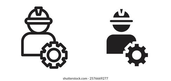 Civil Engineer icons in outline and stroke versions