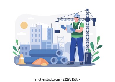 Civil Engineer Illustration concept. A flat illustration isolated on white background