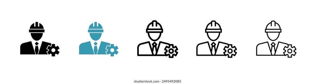 Civil Engineer line icon vector set.