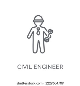 Civil Engineer linear icon. Modern outline Civil Engineer logo concept on white background from Professions collection. Suitable for use on web apps, mobile apps and print media.