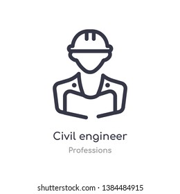 civil engineer outline icon. isolated line vector illustration from professions collection. editable thin stroke civil engineer icon on white background