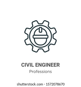 Civil Engineer Outline Vector Icon. Thin Line Black Civil Engineer Icon, Flat Vector Simple Element Illustration From Editable Professions Concept Isolated On White Background