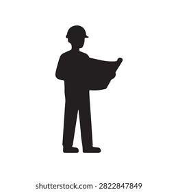 Civil Engineer side View Silhouette Vector Illustration