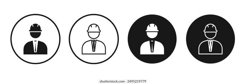 Civil Engineer vector icon set black filled and outlined style.