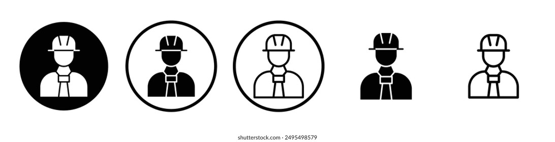 Civil Engineer vector icon set in black and white color.