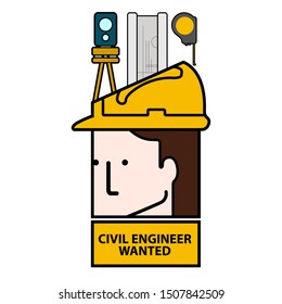 Civil engineer wanted avatar image - Vector illustration