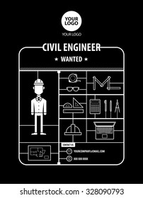 Civil Engineer Wanted Recruitment Advertising Plastic Model Kit Vector