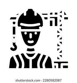 vector de icono de glifo de ingeniero civil. signo de trabajador de ingeniería civil. ilustración de símbolo aislado