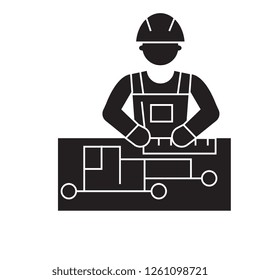 Civil engineering black vector concept icon. Civil engineering flat illustration, sign