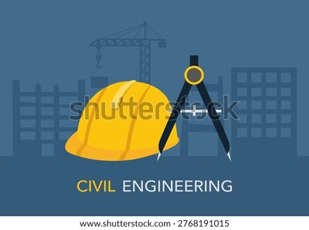 Civil engineering construction site banner in flat design.