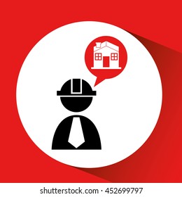 civil engineering icon with house, vector illustration