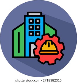 Ilustração isométrica de vetor do ícone da engenharia civil