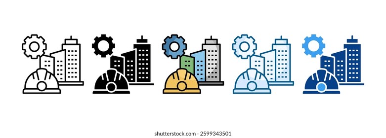 Civil Engineering Icon Set Multiple Style Collection