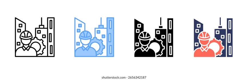 Coleção de vários estilos de folha de ícone da Engenharia Civil
