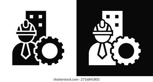 Civil Engineering Icon White And Black Background Style