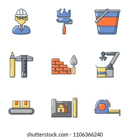Civil engineering icons set. Cartoon set of 9 civil engineering vector icons for web isolated on white background