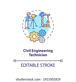 Civil engineering technician concept icon. Plan building. Contractor for management. Construction supervision idea thin line illustration. Vector isolated outline RGB color drawing. Editable stroke