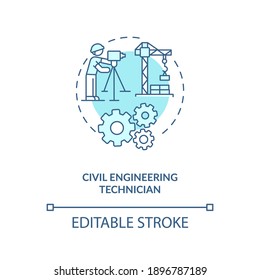 Civil engineering technician turquoise concept icon. Plan building. Contractor for management. Construction idea thin line illustration. Vector isolated outline RGB color drawing. Editable stroke