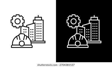 Design de conjunto de ícones brancos de engenharia civil